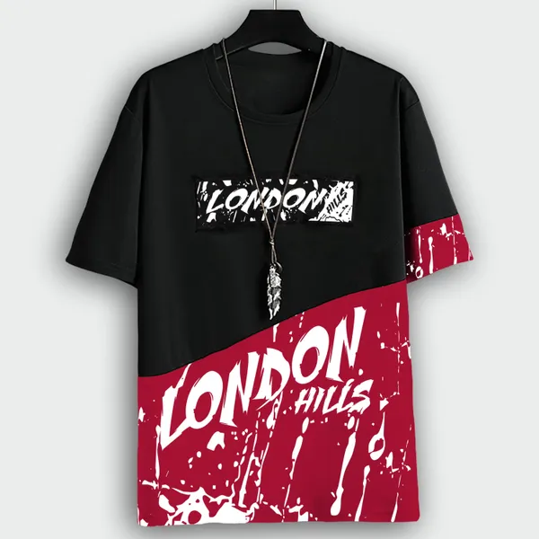 Red::Black_Cotton_Blend_Round_Neck_Half_Sleeve_t-shirt_for_Men