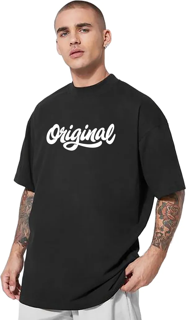 Black_Cotton_Blend_Round_Neck_Half_Sleeve_t-shirt_for_Men