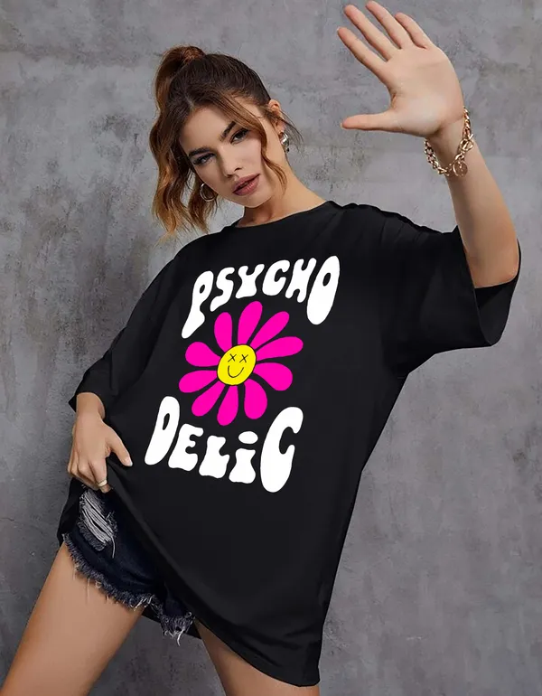 Black_Cotton_Blend_Round_Neck_Half_Sleeve_t-shirt_for_Women