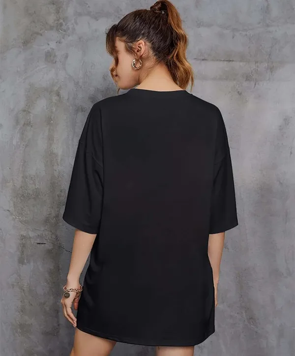 Black_Cotton_Blend_Round_Neck_Half_Sleeve_t-shirt_for_Women