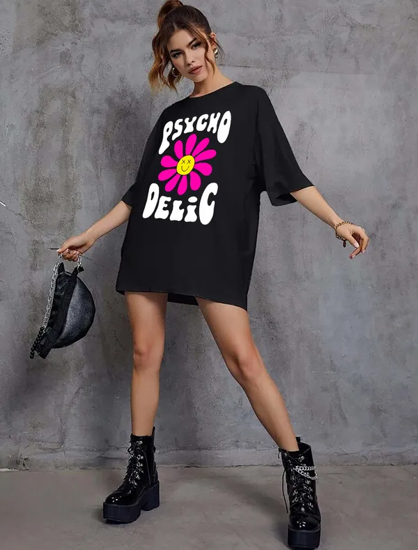 Black_Cotton_Blend_Round_Neck_Half_Sleeve_t-shirt_for_Women