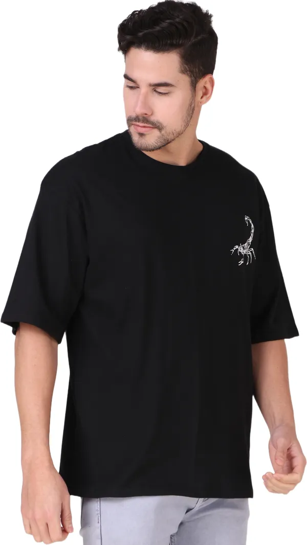 Black_Cotton_Blend_Round_Neck_Half_Sleeve_t-shirt_for_Men