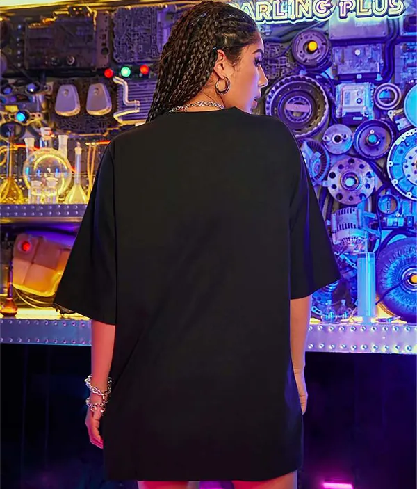 Black_Cotton_Blend_Round_Neck_Half_Sleeve_t-shirt_for_Women