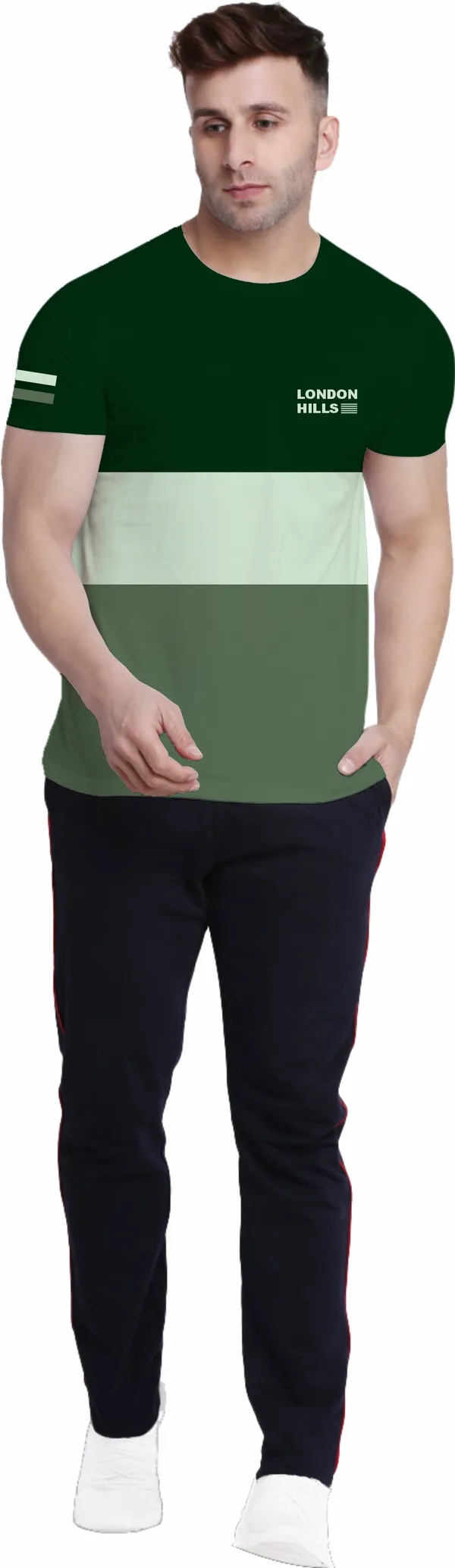 Green_Cotton_Blend_Round_Neck_Half_Sleeve_t-shirt_for_Men