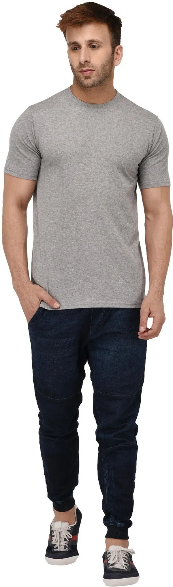 Grey_Cotton_Blend_Round_Neck_Half_Sleeve_t-shirt_for_Men