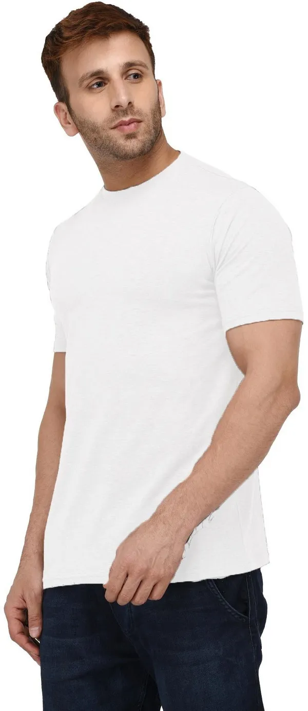 White_Cotton_Blend_Round_Neck_Half_Sleeve_t-shirt_for_Men