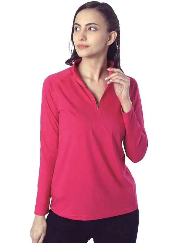 Magenta_Cotton_Blend_T-Shirt