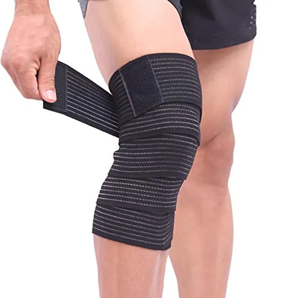 (Pack_of_2)_Extra_Long_Elastic_Compression_Knee_Brace_Wrap_for_patellar_Tendon_Support_Strap_for_Plantar_Ligaments,_Joint_Pain,_Swelling_Sprains,_Squat,_Basketball,_Running,_Tennis