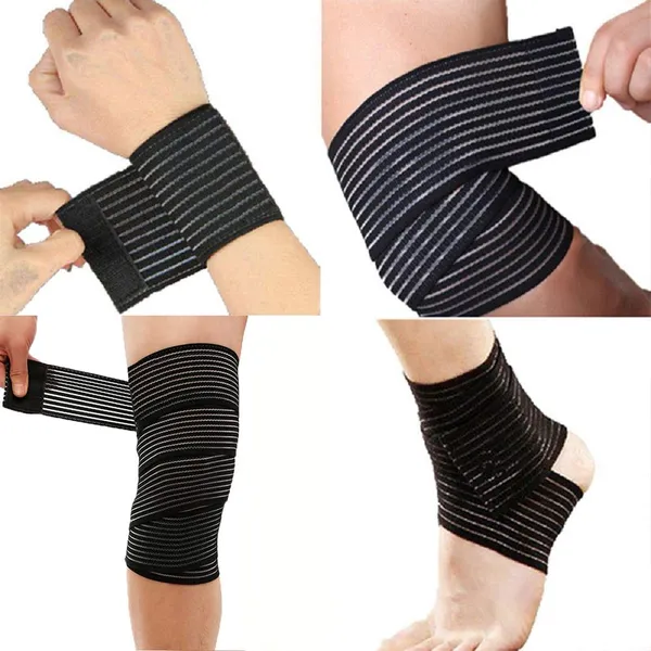 (Pack_of_2)_Extra_Long_Elastic_Compression_Knee_Brace_Wrap_for_patellar_Tendon_Support_Strap_for_Plantar_Ligaments,_Joint_Pain,_Swelling_Sprains,_Squat,_Basketball,_Running,_Tennis