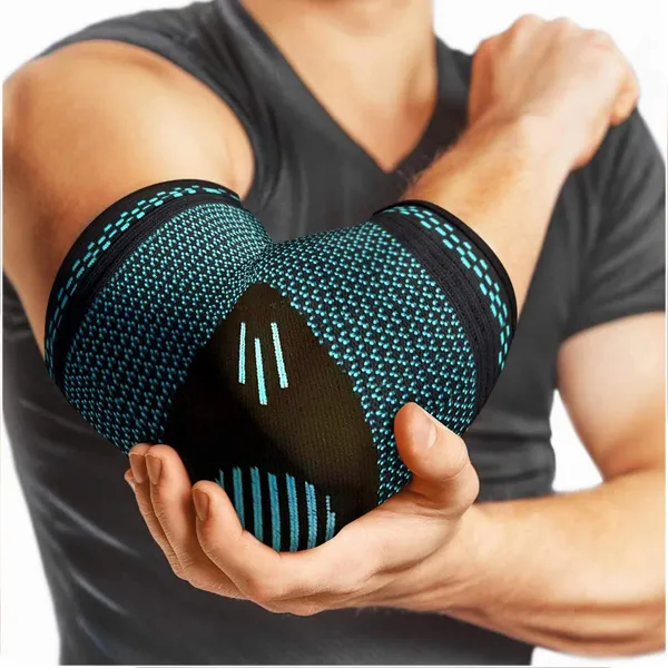 _Polyester,_Spandex,_and_Nylon_Elbow_Compression_Sleeves_with_Straps_for_Tendonitis_Pain_Relief,_Tennis,_Volleyball,_Cricket_for_Men_Women_(L,_Blue)