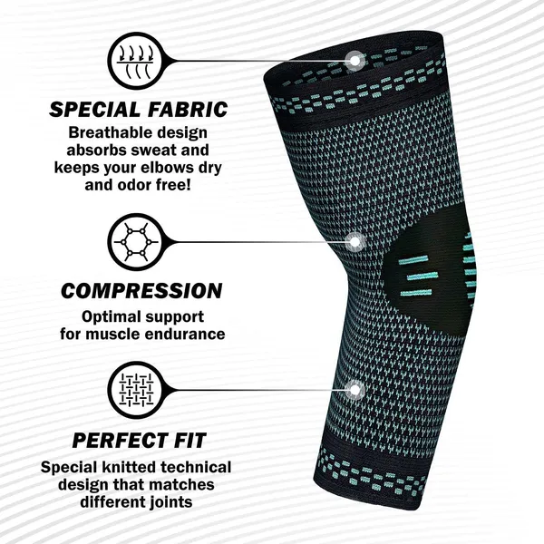 _Polyester,_Spandex,_and_Nylon_Elbow_Compression_Sleeves_with_Straps_for_Tendonitis_Pain_Relief,_Tennis,_Volleyball,_Cricket_for_Men_Women_(L,_Blue)