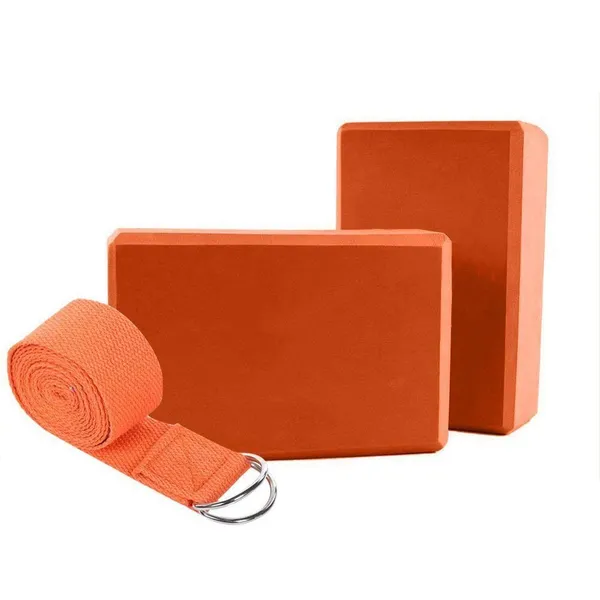 _High_Density_EVA_Foam_Yoga_Block_with_Yoga_Belt_to_Support_and_Deepen_Poses,_Improve_Strength_and_Aid_Balance_and_Flexibility_-_2_Pieces