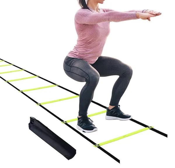 _Agility_Ladder_8_Meter_Speed_Training_Ladder_with_16_Adjustable_Rungs,_for_Soccer,_Football,_Sports_Training_-_Includes_Heavy_Duty_Carry_Bag_Speed_Ladder_(Multicolour)_(Green,_4m_10Runs)