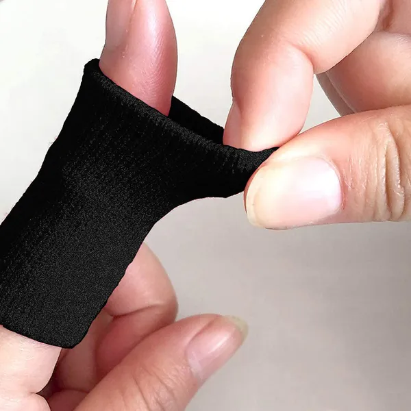 10_pieces_Summer_Finger_Sleeves_Sport_Elastic_Arthritis_Trigger_Braces_Knuckle_Compression_Protector_Prevent_Calluses_(Black)