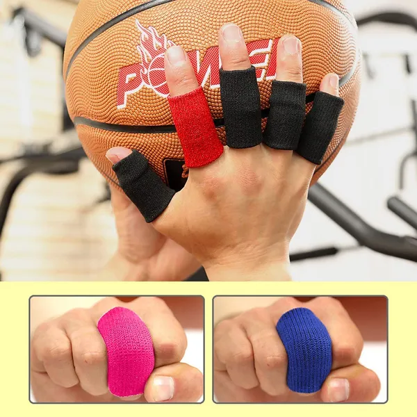 10_pieces_Summer_Finger_Sleeves_Sport_Elastic_Arthritis_Trigger_Braces_Knuckle_Compression_Protector_Prevent_Calluses_(Black)