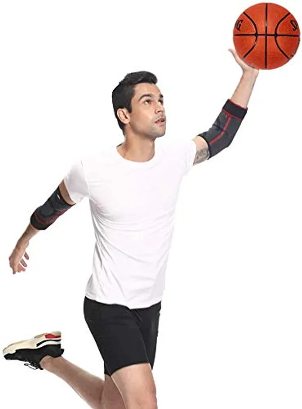 Elbow_Support_for_Gym_with_Strap_-_Elbow_Brace_for_Men_Women_Workout_|_Elbow_Compression_Sleeves_with_Straps_for_Tendonitis_Pain_Relief,_Tennis,_Volleyball,_Cricket_-_Elbow_Band_(Red,_L)