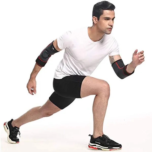 Elbow_Support_for_Gym_with_Strap_-_Elbow_Brace_for_Men_Women_Workout_|_Elbow_Compression_Sleeves_with_Straps_for_Tendonitis_Pain_Relief,_Tennis,_Volleyball,_Cricket_-_Elbow_Band_(Red,_L)