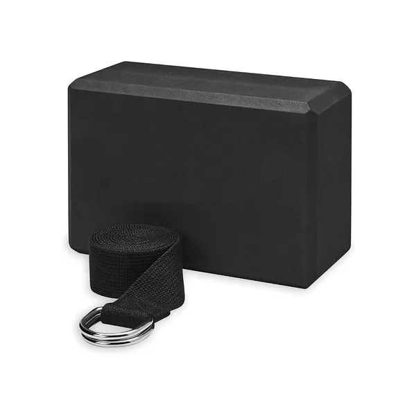 _Yoga_Blocks_with_Belt_-_EVA_Foam_Block_with_Cotton_Belt_|_Yoga_Block_with_Strap,_Pilates_&_Yoga_Props_to_Help_Extend_&_Deepen_Stretches,_Yoga_Kit_for_Stability_(Black)
