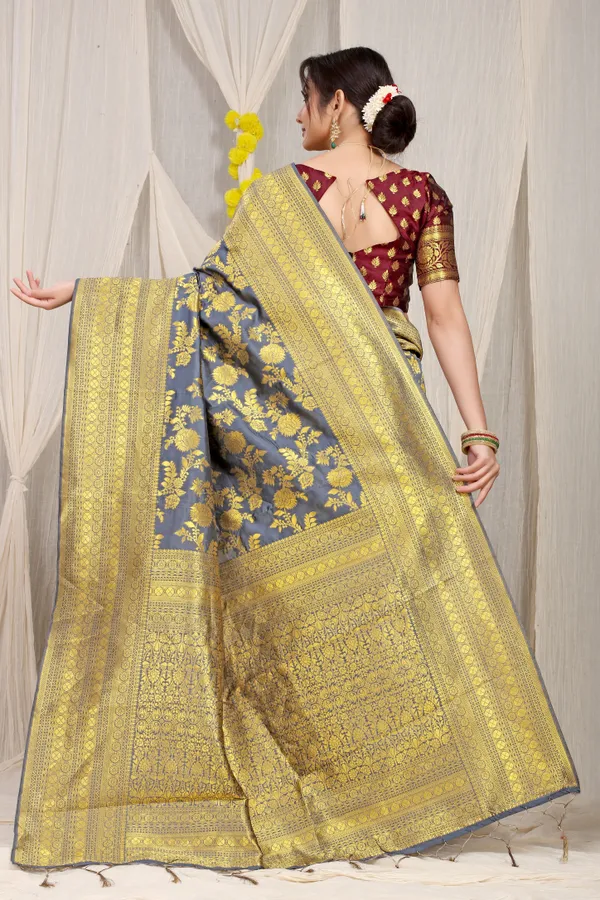 Grey_Pure_Banarasi_Saree