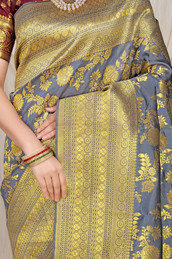 Grey_Pure_Banarasi_Saree