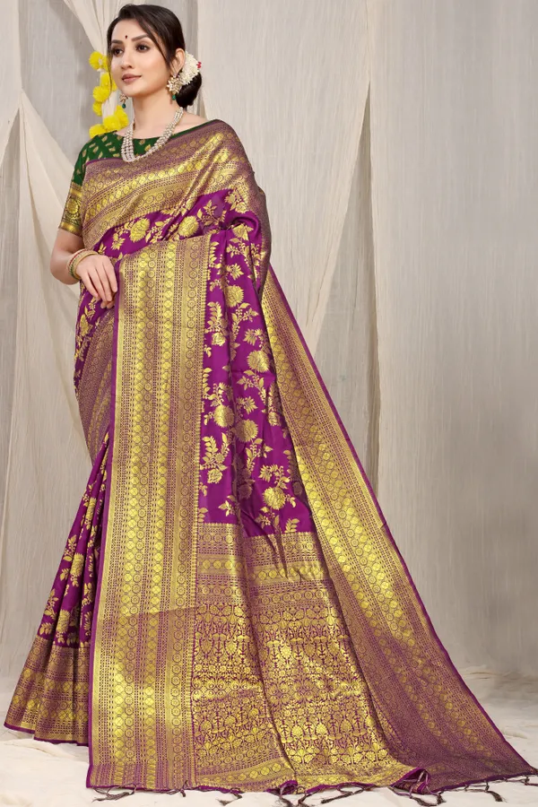 Magenta_Pure_Banarasi_Saree