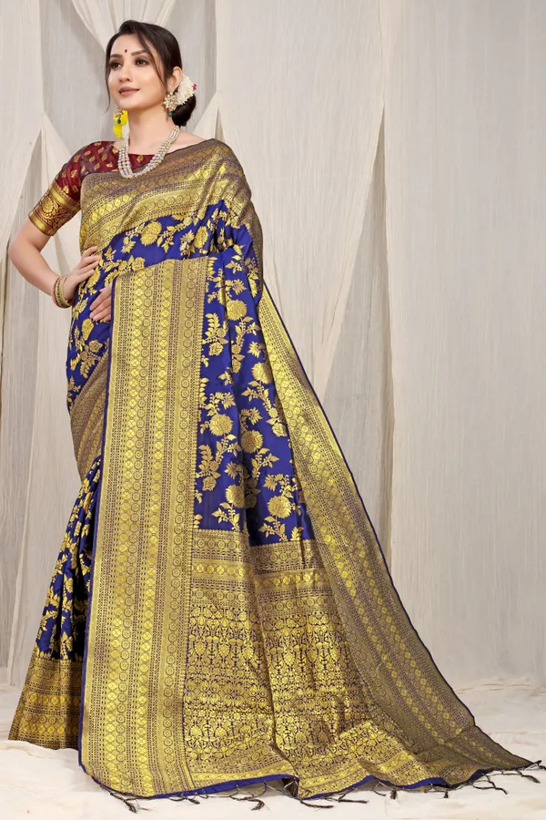 Navy_Blue_Pure_Banarasi_Saree