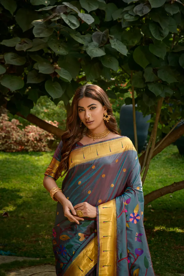 Grey_Pure_Silk_Paithani_Saree