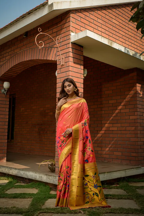 Orange_Pure_Silk_Paithani_Saree