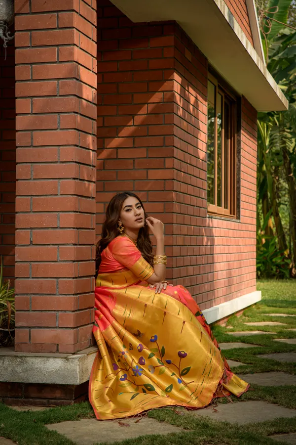 Orange_Pure_Silk_Paithani_Saree