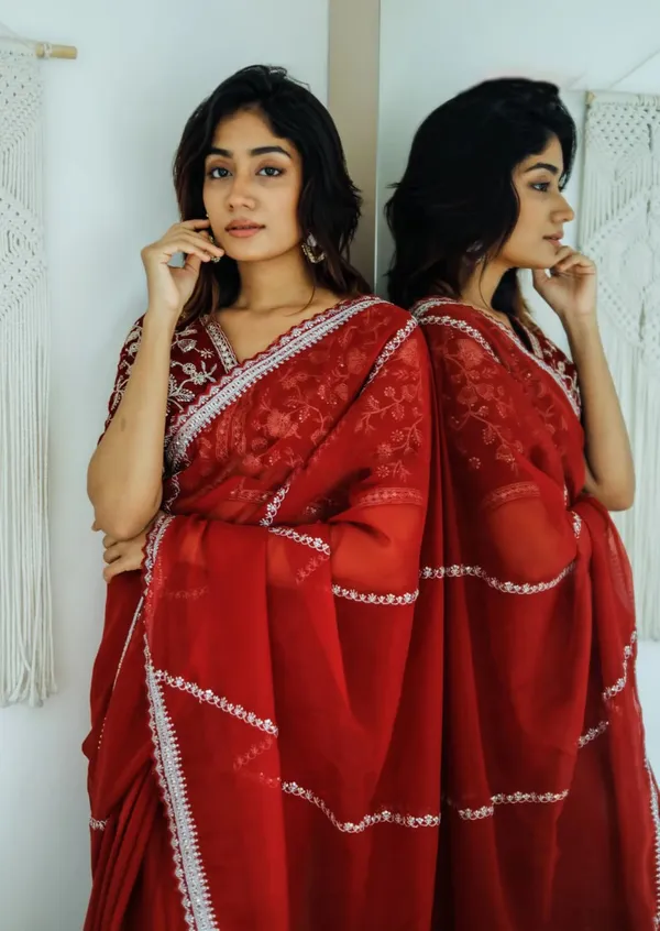 Red_Cherry_Red_Khadi_Organza_Embroidered_Saree
