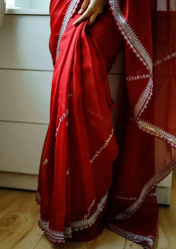 Red_Cherry_Red_Khadi_Organza_Embroidered_Saree
