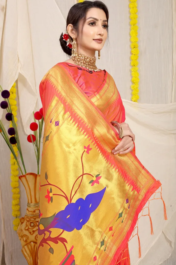 Orange_Pure_Silk_Paithani_Saree