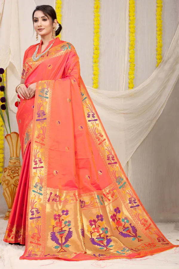 Orange_Pure_Silk_Paithani_Saree