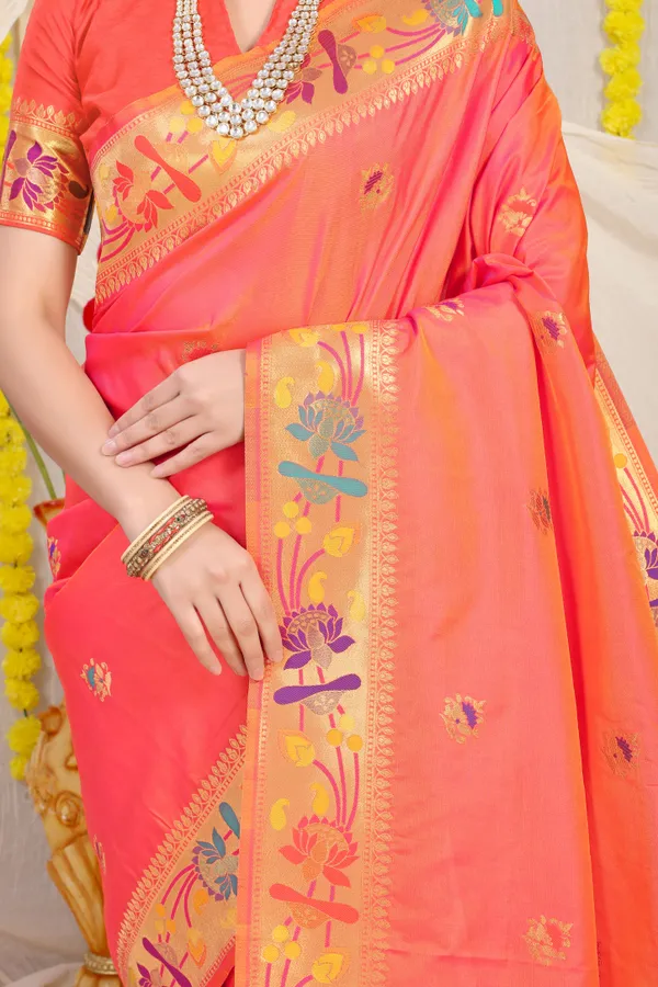 Orange_Pure_Silk_Paithani_Saree