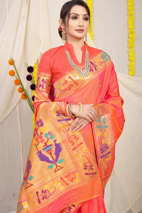 Orange_Pure_Silk_Paithani_Saree