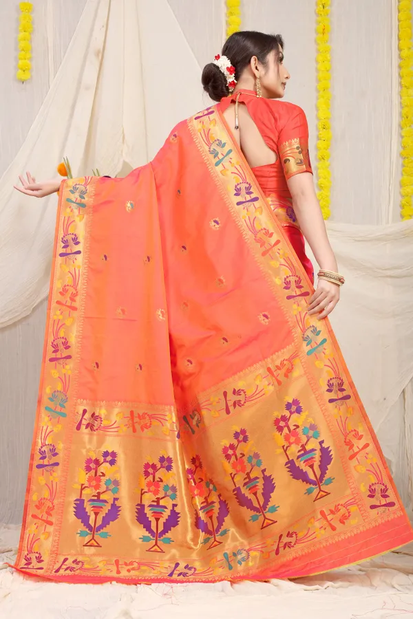 Orange_Pure_Silk_Paithani_Saree