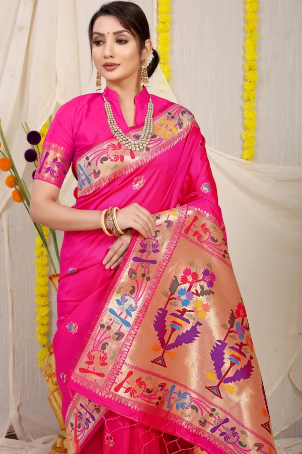 Pink_Pure_Silk_Paithani_Saree