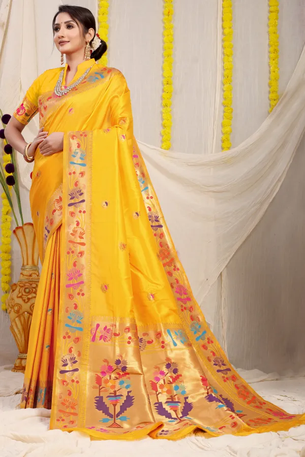 Yellow_Pure_Silk_Paithani_Saree