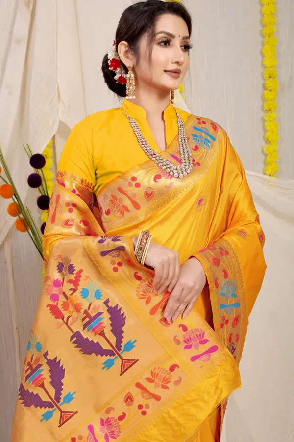 Yellow_Pure_Silk_Paithani_Saree