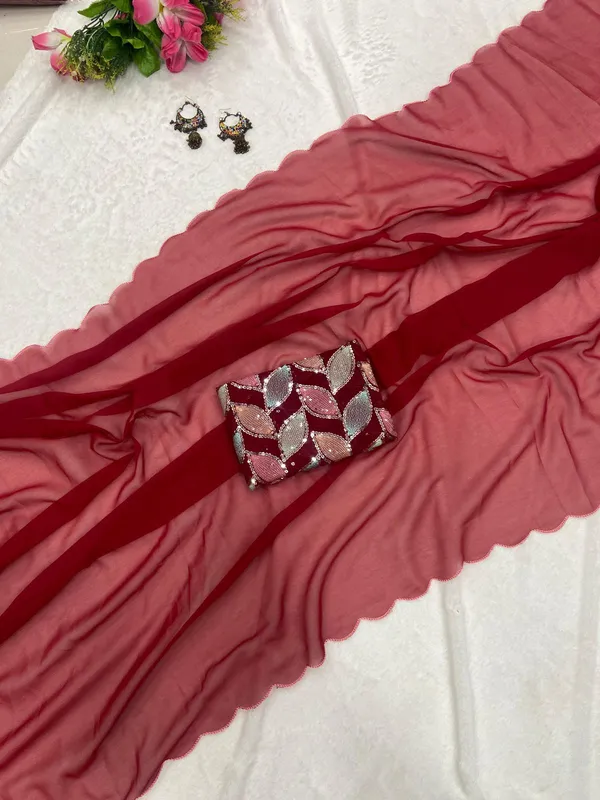 Maroon_Soft_Georgette_Embroidered_Saree