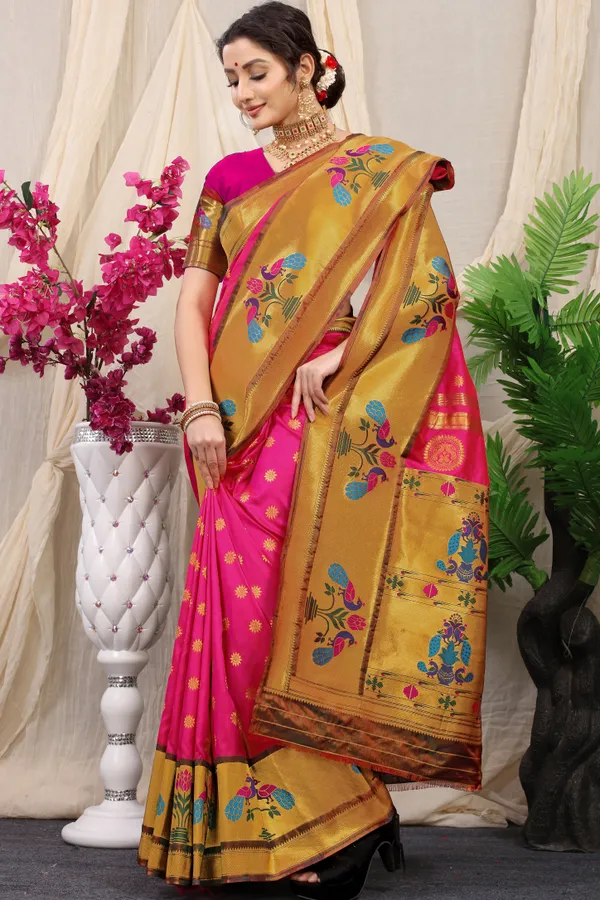 Pink_Pure_Silk_Paithani_Saree