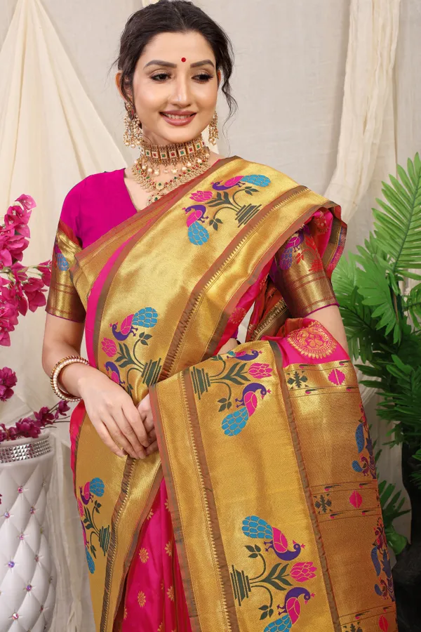 Pink_Pure_Silk_Paithani_Saree