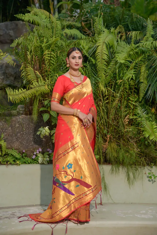 Orange_Pure_Silk_Paithani_Saree