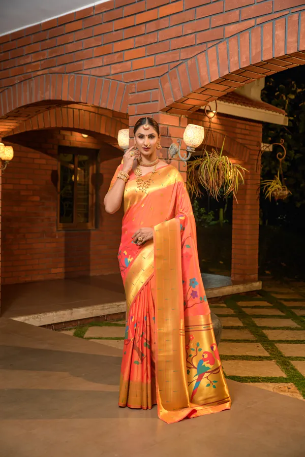 Orange_Pure_Silk_Paithani_Saree