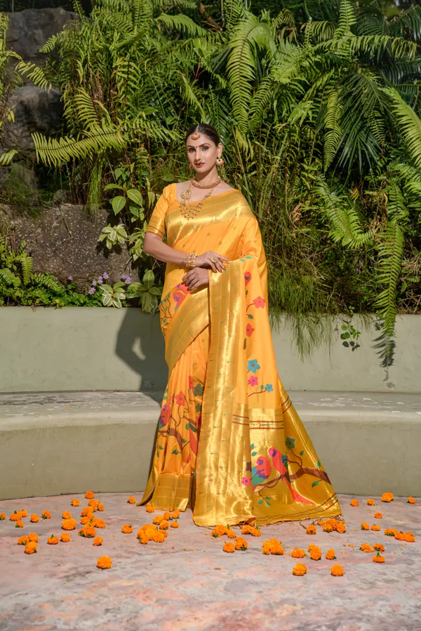 Yellow_Pure_Silk_Paithani_Saree