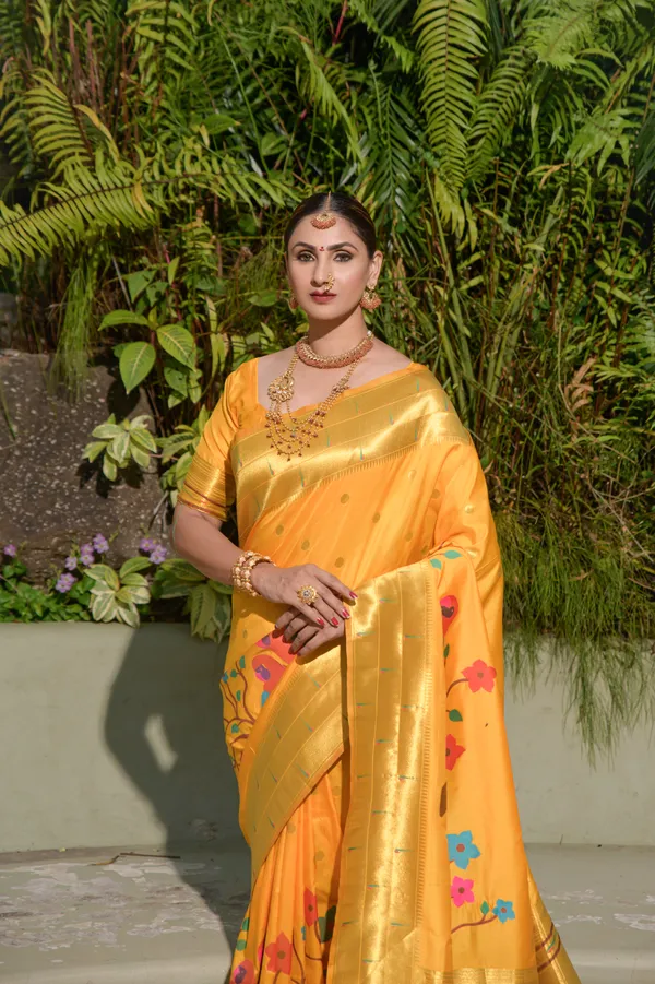 Yellow_Pure_Silk_Paithani_Saree