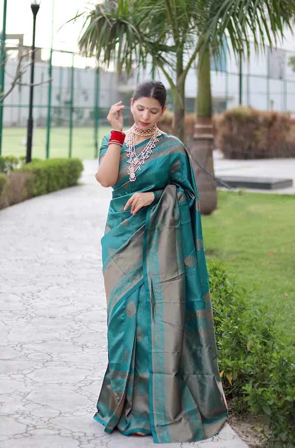 Teal_Kanjivaram_Silk__Saree