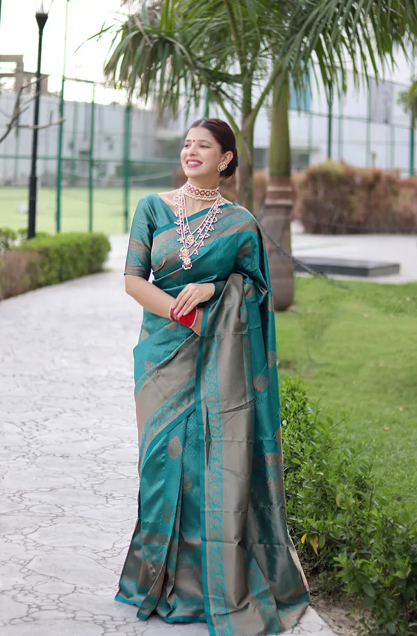 Teal_Kanjivaram_Silk__Saree