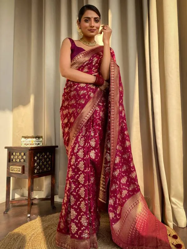 Maroon_Pure_Banarasi_Saree