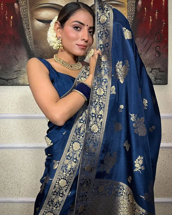 Navy_Blue_Pure_Banarasi_Saree